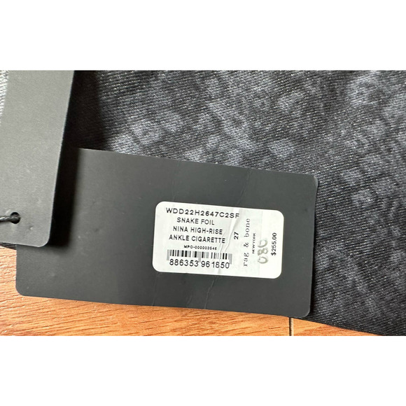 NEW RAG & BONE Sz27 NINA HIGH-RISE COATED SNAKEFOIL ANKLE STRETCH JEANS - Picture 3 of 11